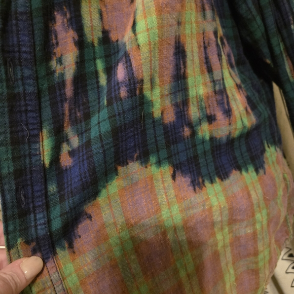 Fall Outfit Combo! Nirvana Tee & Tie Dye Plaid Button Up Shirt - Picture 7 of 11